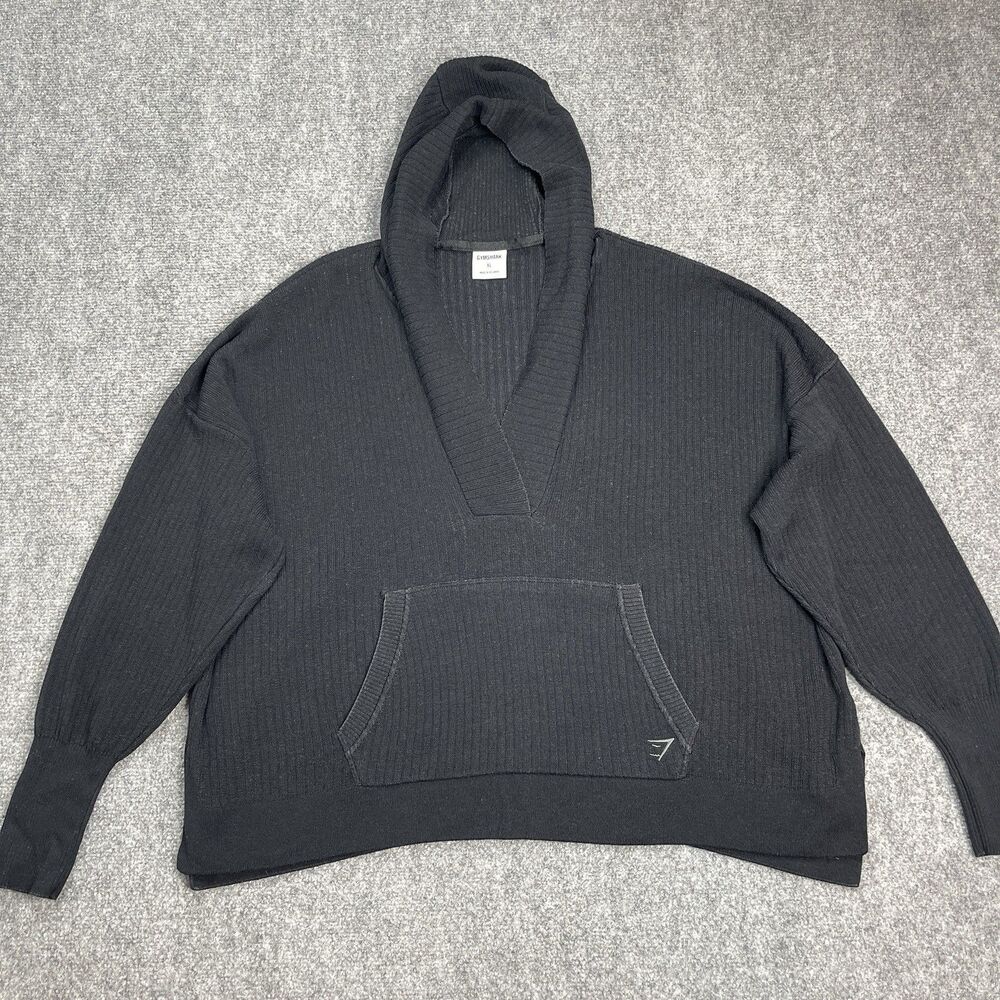 Gymshark Pause Knitwear Sweater Hoodie Womens XL Oversized Ribbed Black - Picture 4 of 12